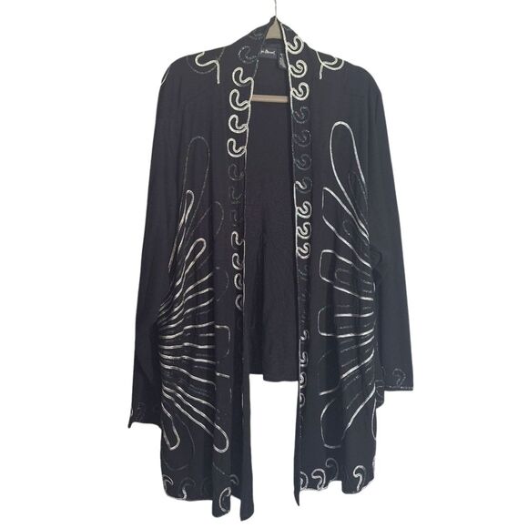 Maggie Womens Whimsigoth Cardigan Open Black Lightweight Classic Rock Boho 5X - Picture 1 of 12